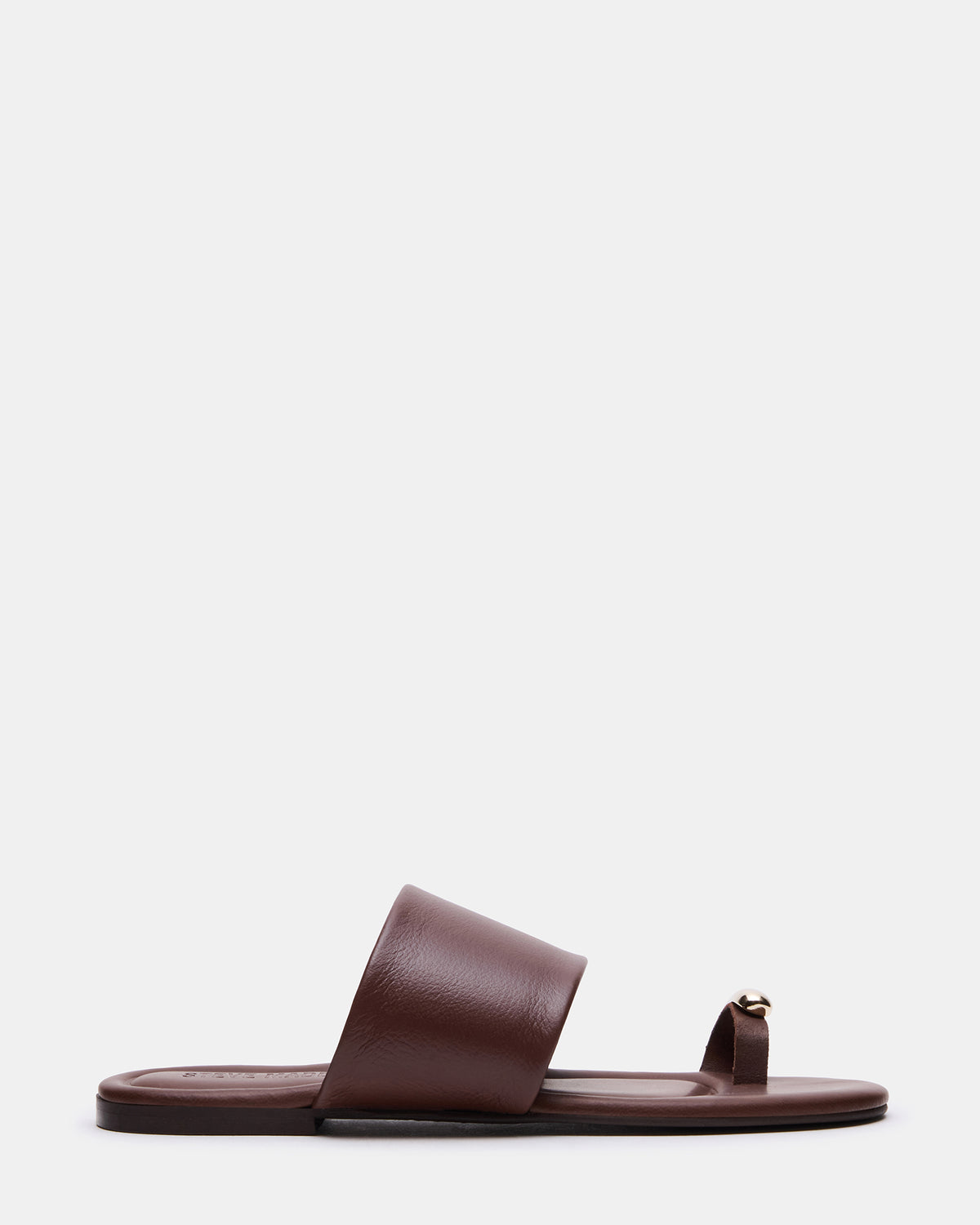 Steve Madden DECADENT Brown Leather Rounded-Toe Slide Women's Sandal