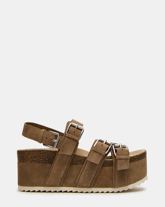 Steve Madden KIWI Taupe Suede Women's Strappy Platform Sandal