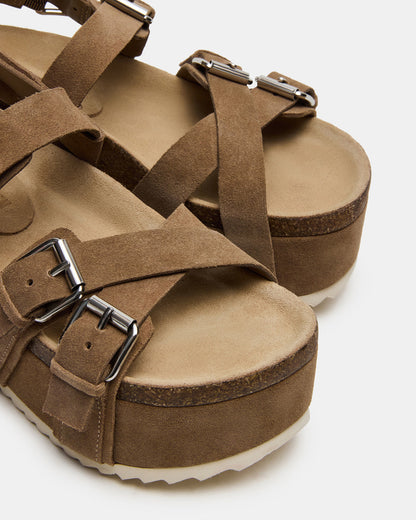 Steve Madden KIWI Taupe Suede Women's Strappy Platform Sandal