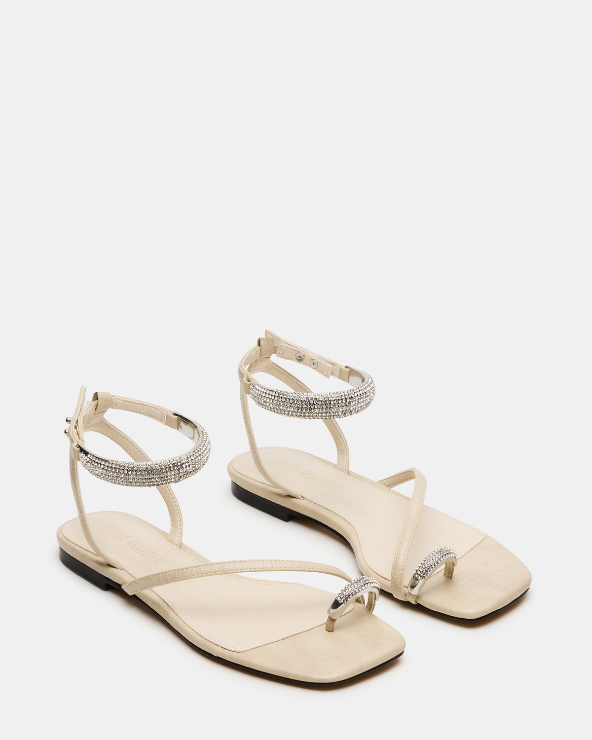 Steve Madden ODYSSEY-R Bone Crocodile Strappy Square-Toe Women Sandal