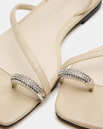 Steve Madden ODYSSEY-R Bone Crocodile Strappy Square-Toe Women Sandal