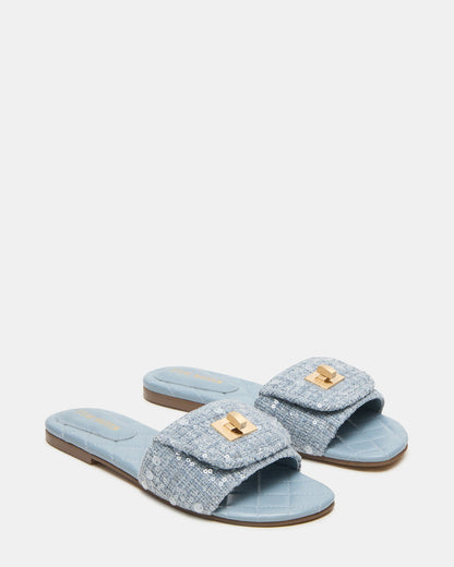 Steve Madden MORELAND Sequin Blue Quilted Slide Women's Sandal