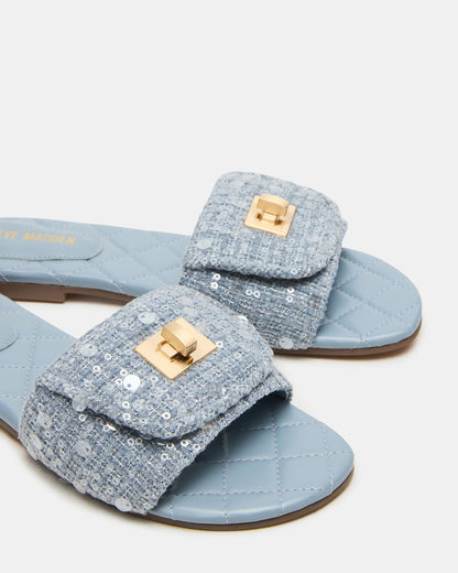 Steve Madden MORELAND Sequin Blue Quilted Slide Women's Sandal