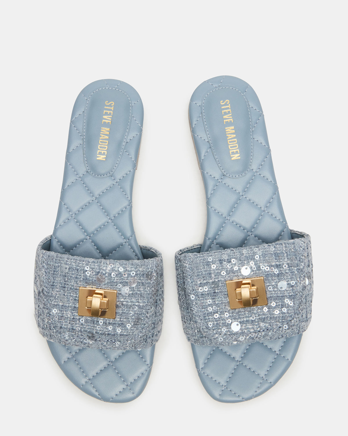 Steve Madden MORELAND Sequin Blue Quilted Slide Women's Sandal