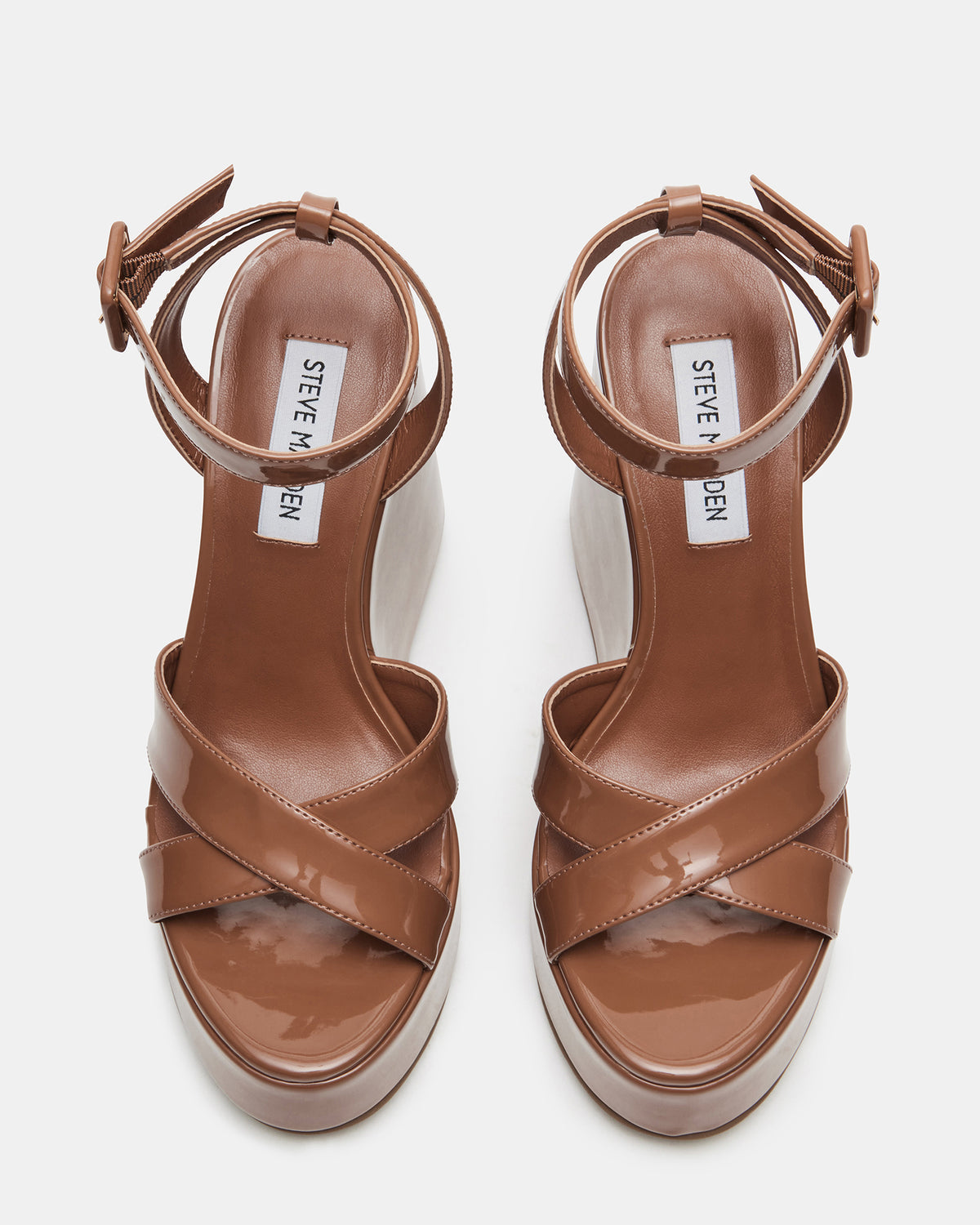 Steve Madden PINNACLE Camel Patent Women's Platform Wedge Sandal