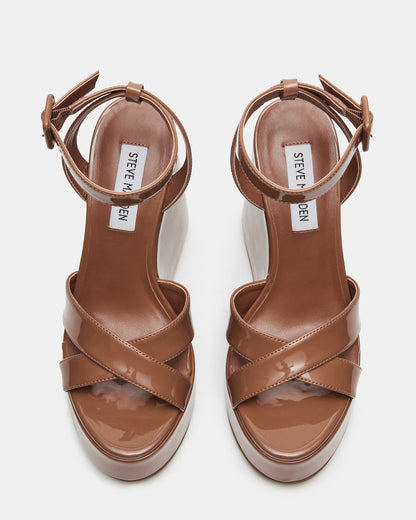 Steve Madden PINNACLE Camel Patent Women's Platform Wedge Sandal