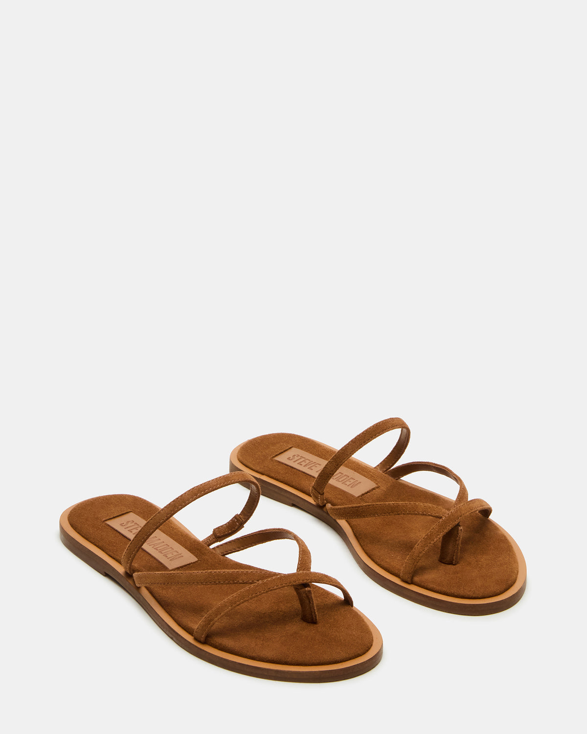 Steve Madden ELLERY Chestnut Suede Strappy Thong Slide Women's Sandal