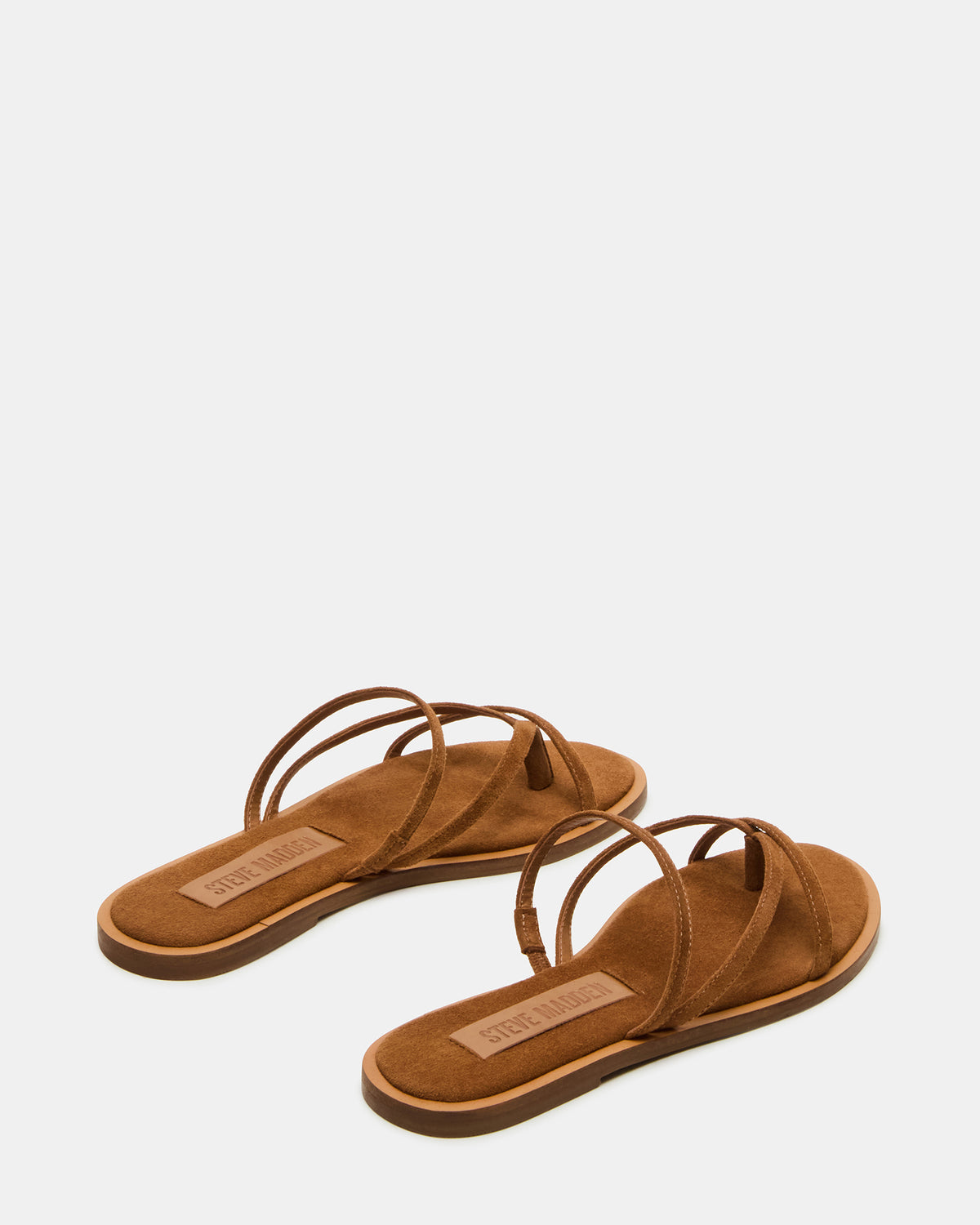 Steve Madden ELLERY Chestnut Suede Strappy Thong Slide Women's Sandal