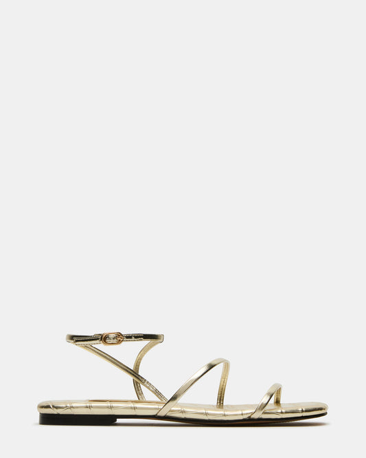 Steve Madden TANGO Gold Square-Toe Strappy Women's Sandal