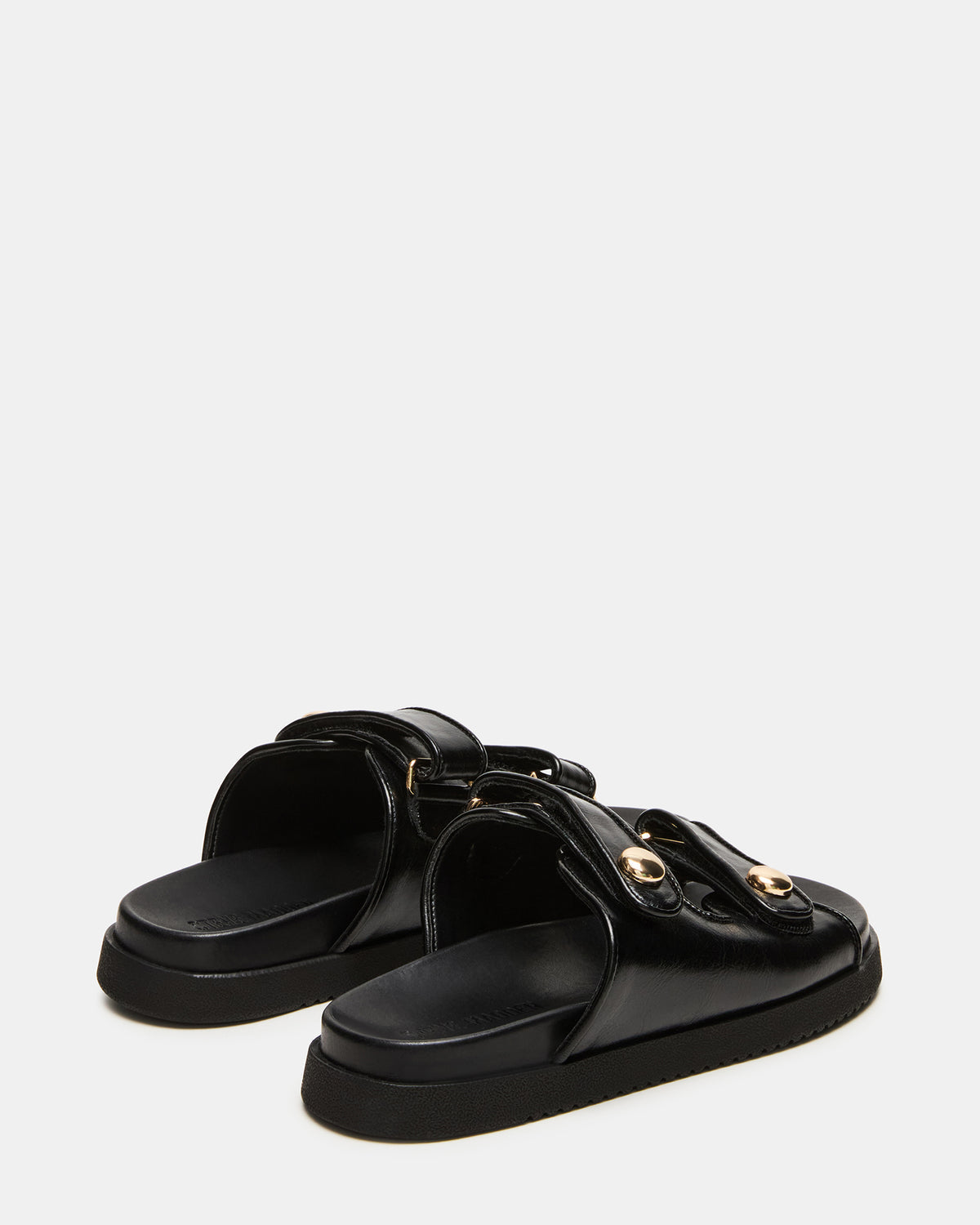 Steve Madden ATHENS Black Leather Slide Footbed Flatform Women's Sandal