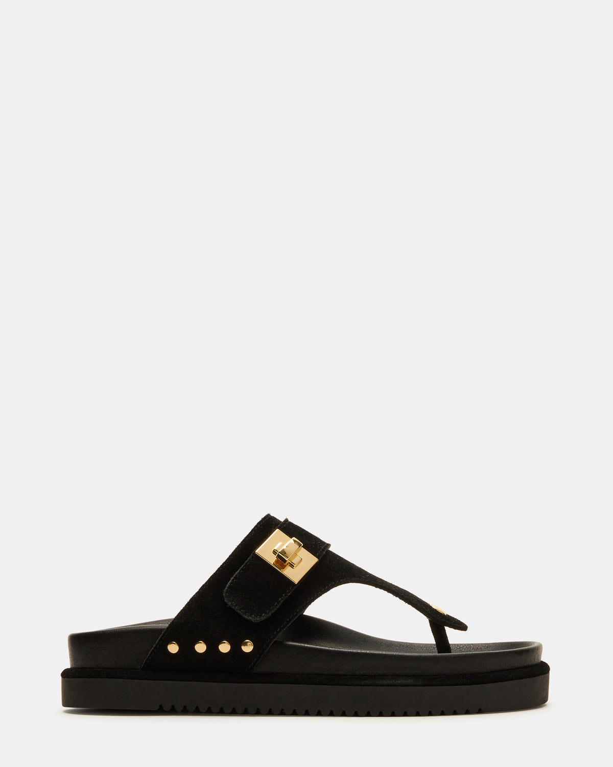 Steve Madden THONA Black Suede Women's Flatform Thong Sandal