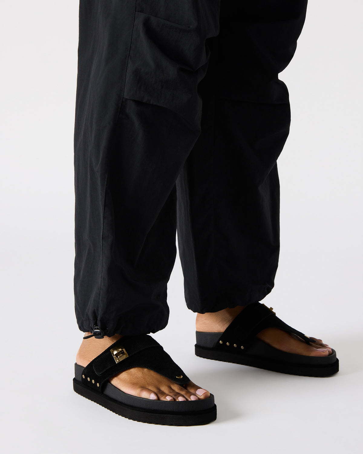 Steve Madden THONA Black Suede Women's Flatform Thong Sandal