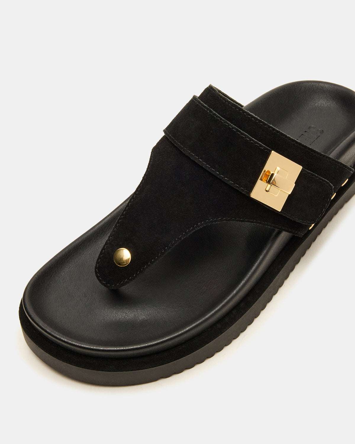 Steve Madden THONA Black Suede Women's Flatform Thong Sandal