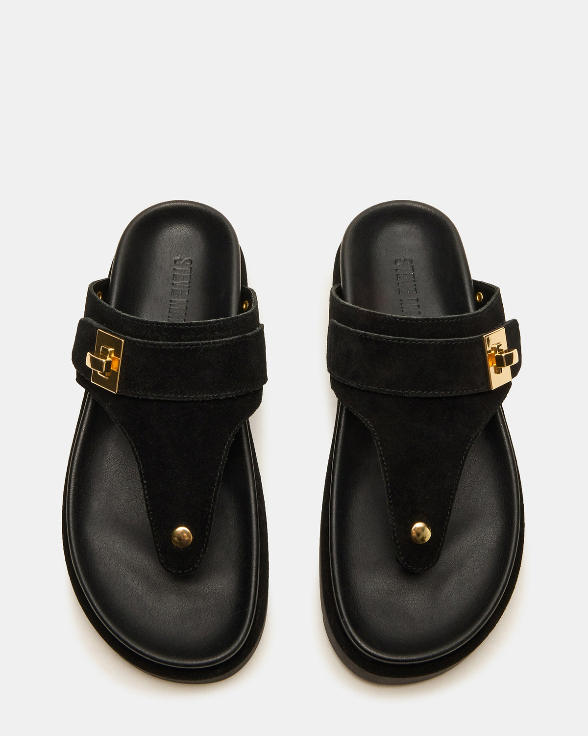 Steve Madden THONA Black Suede Women's Flatform Thong Sandal