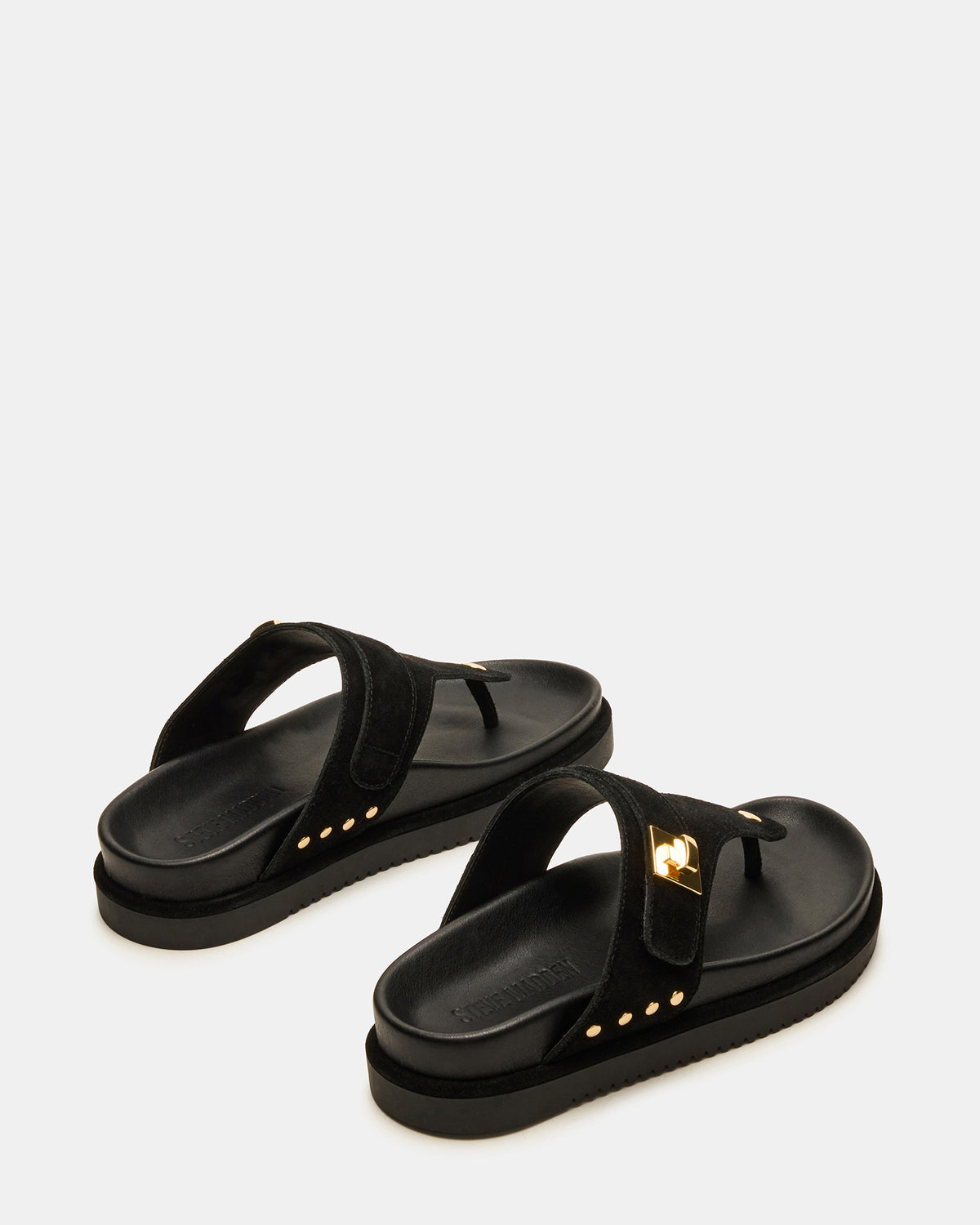 Steve Madden THONA Black Suede Women's Flatform Thong Sandal