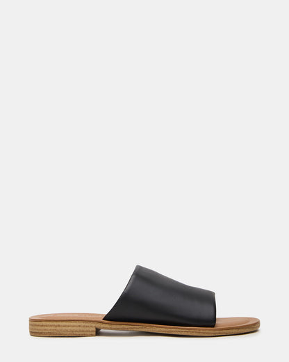 Steve Madden KIPP Black Leather Slide Women's Sandal