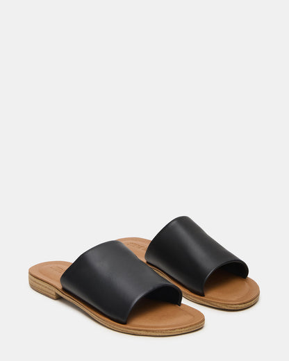 Steve Madden KIPP Black Leather Slide Women's Sandal
