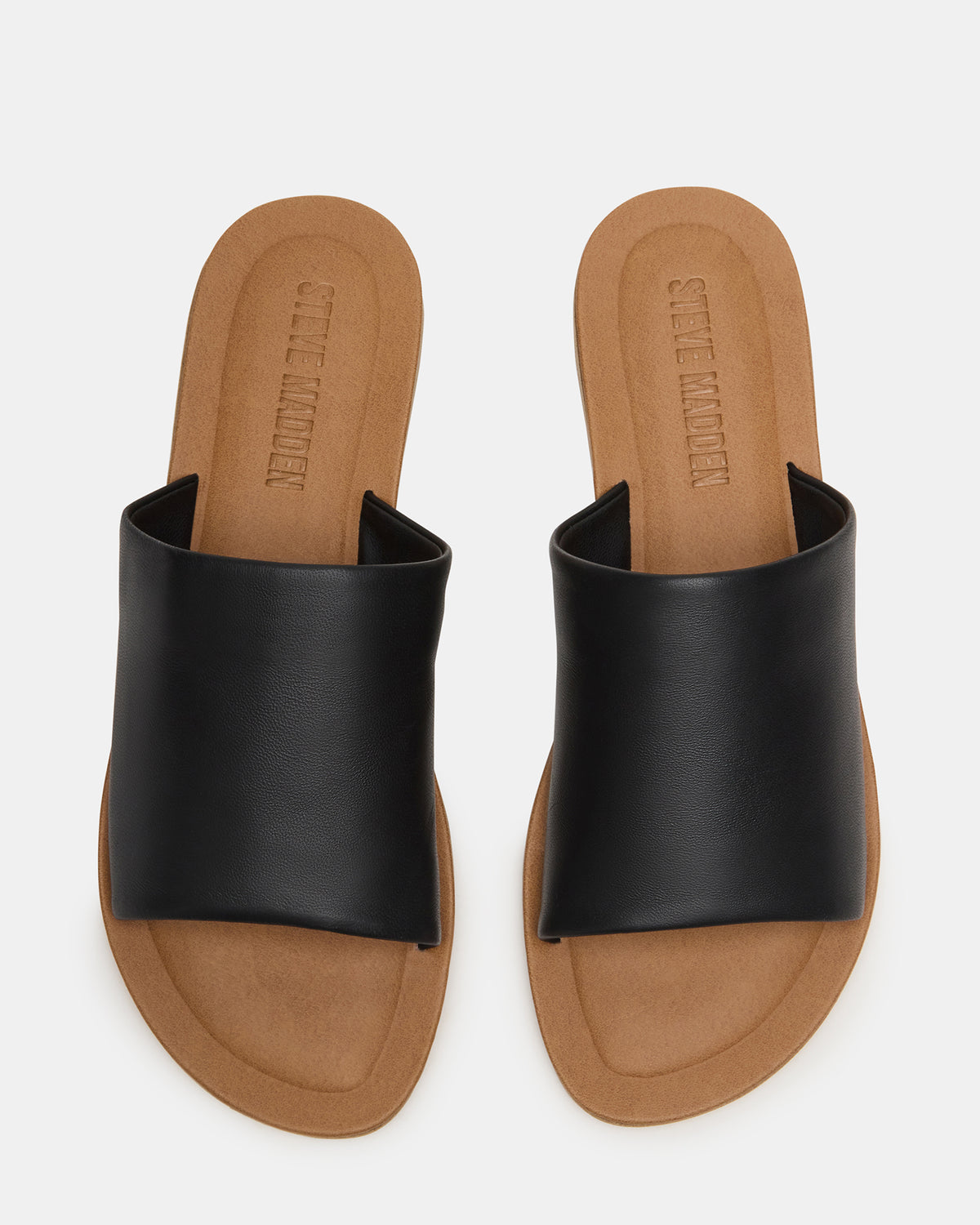 Steve Madden KIPP Black Leather Slide Women's Sandal