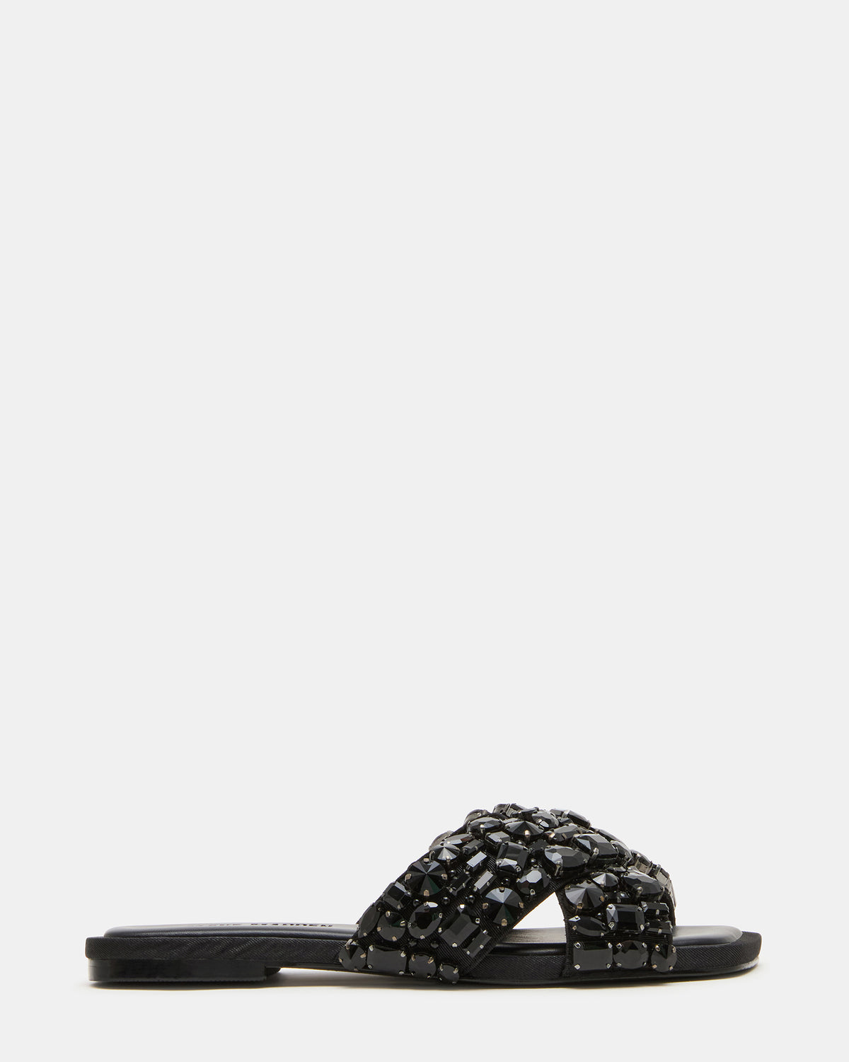 Steve Madden LEVITY Black Square-Toe Slide Women's Sandal