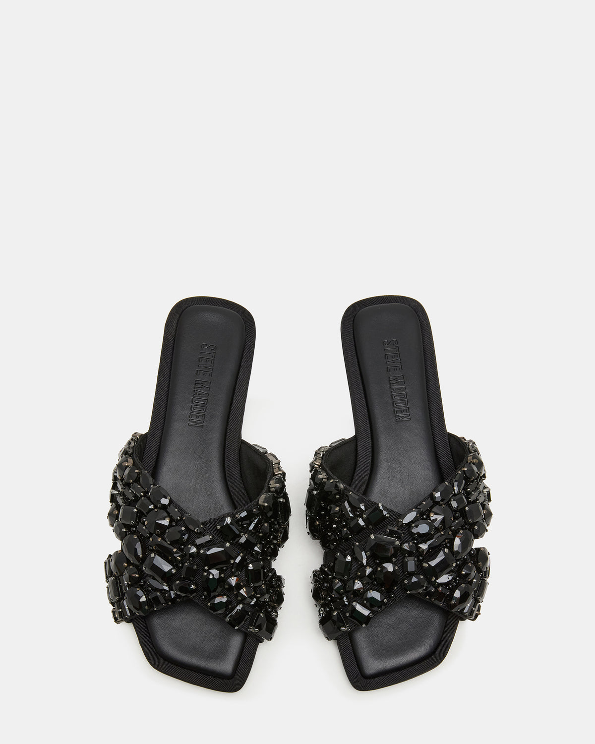 Steve Madden LEVITY Black Square-Toe Slide Women's Sandal