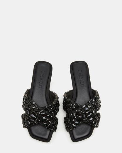 Steve Madden LEVITY Black Square-Toe Slide Women's Sandal
