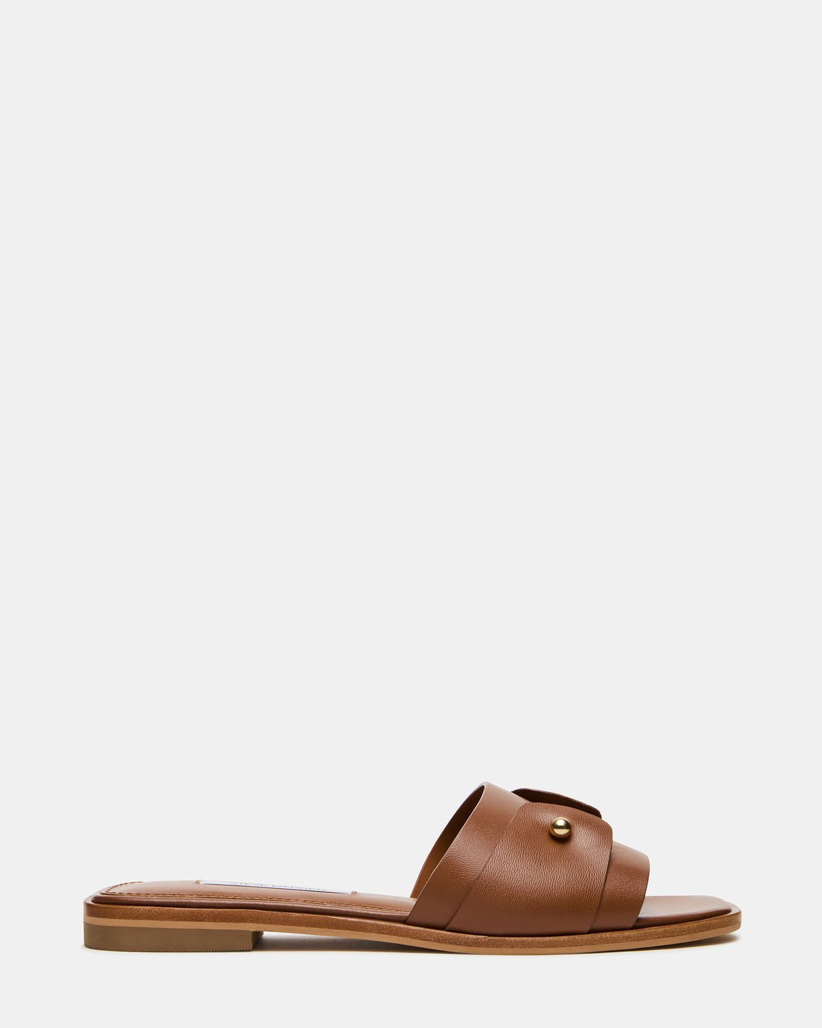 Steve Madden HASTEN Brown Leather Gold Detail Slide Women's Sandal