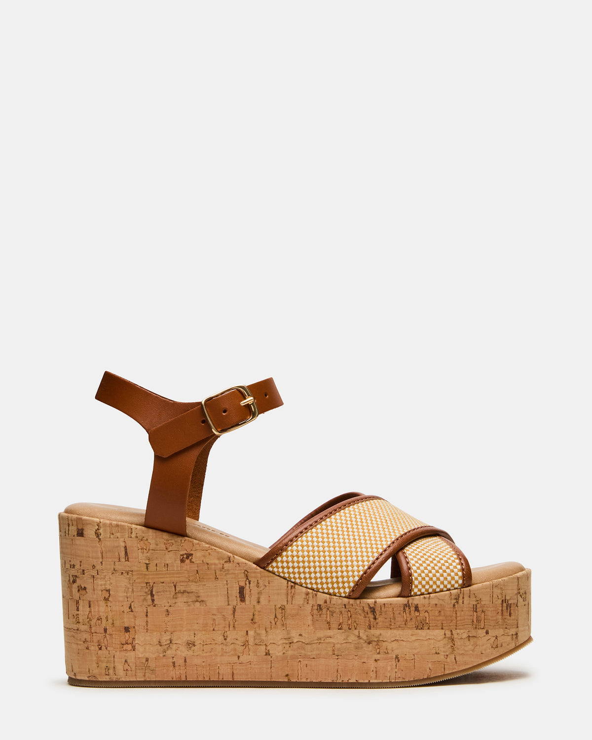 Steve Madden JETSET Brown Multi Platform Wedge Women's Sandal