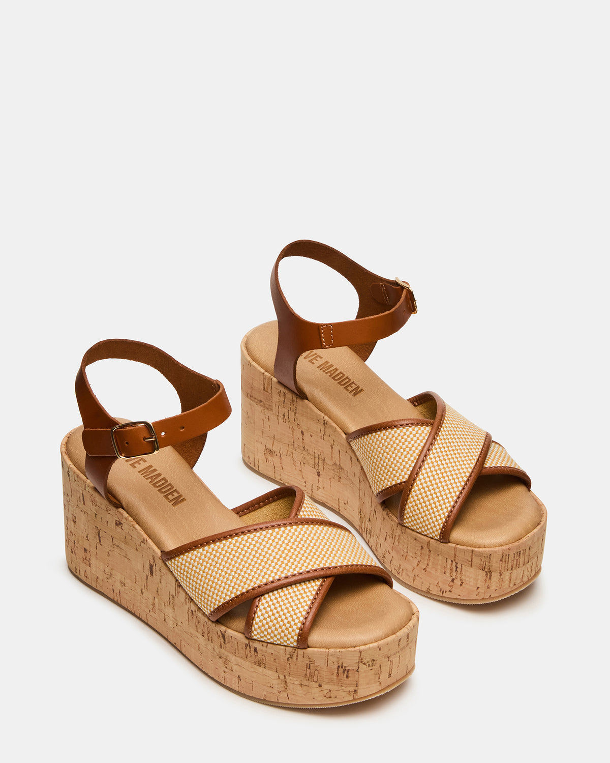 Steve Madden JETSET Brown Multi Platform Wedge Women's Sandal
