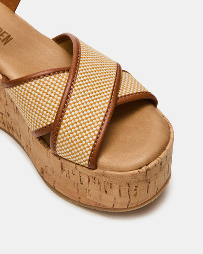 Steve Madden JETSET Brown Multi Platform Wedge Women's Sandal