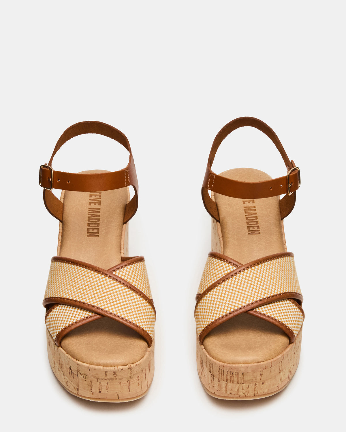 Steve Madden JETSET Brown Multi Platform Wedge Women's Sandal