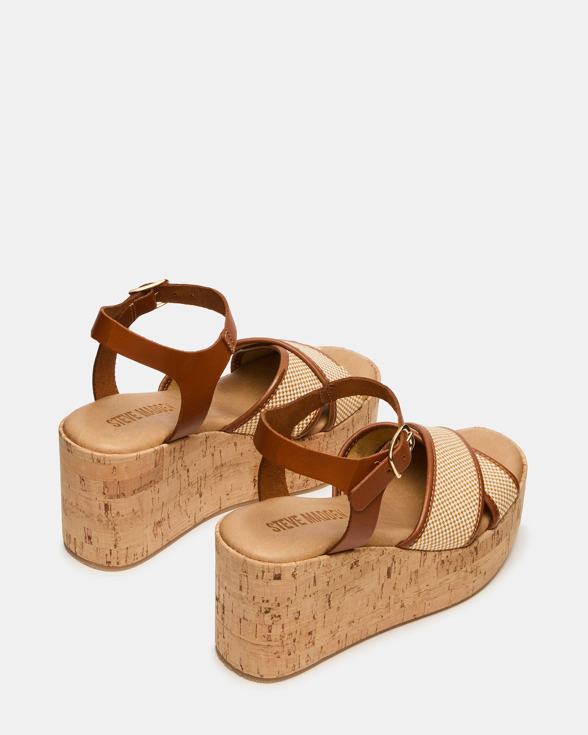 Steve Madden JETSET Brown Multi Platform Wedge Women's Sandal