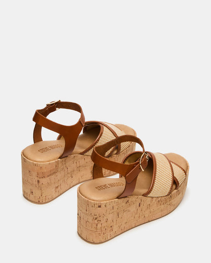 Steve Madden JETSET Brown Multi Platform Wedge Women's Sandal