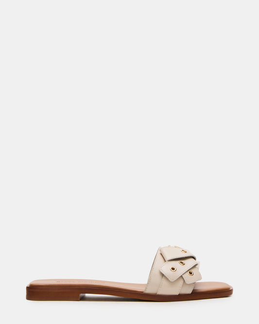 Steve Madden HILARIA Bone Leather Square-Toe Slide Women's Sandal