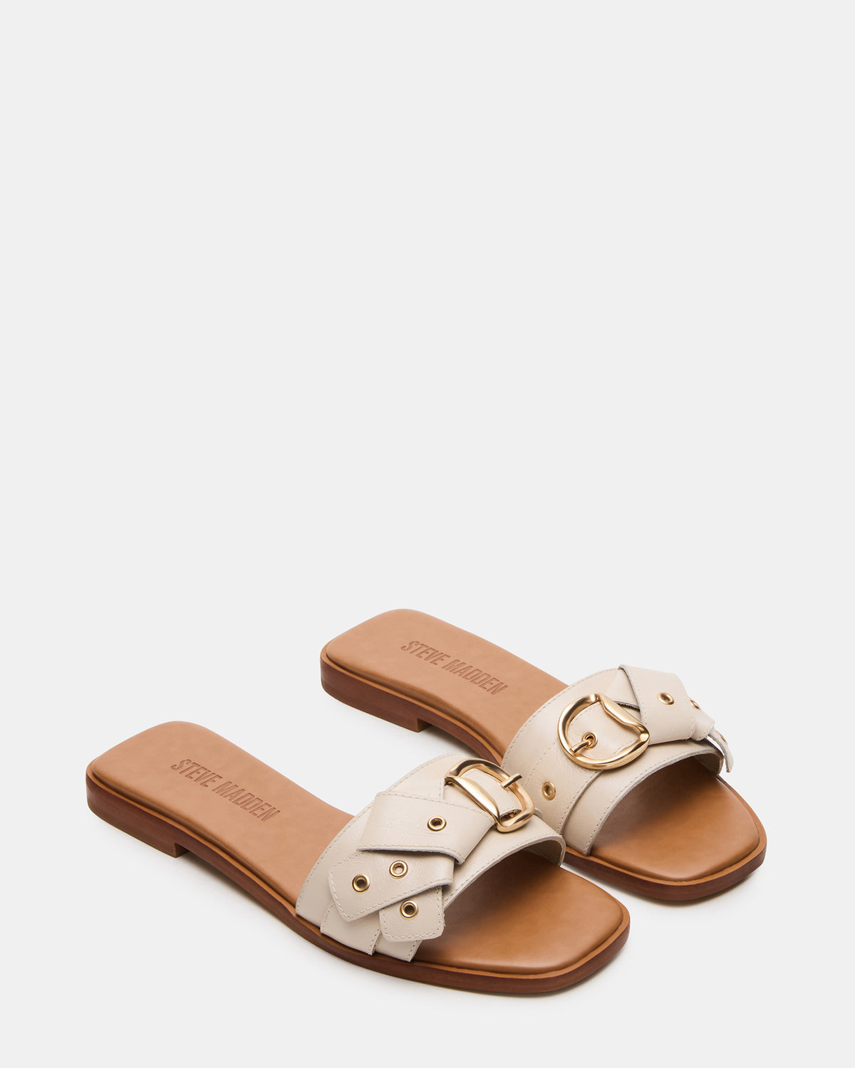 Steve Madden HILARIA Bone Leather Square-Toe Slide Women's Sandal