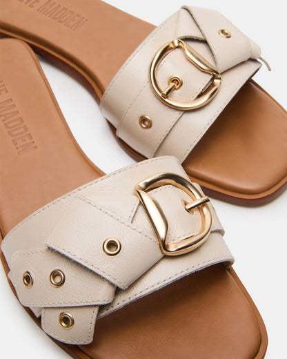 Steve Madden HILARIA Bone Leather Square-Toe Slide Women's Sandal