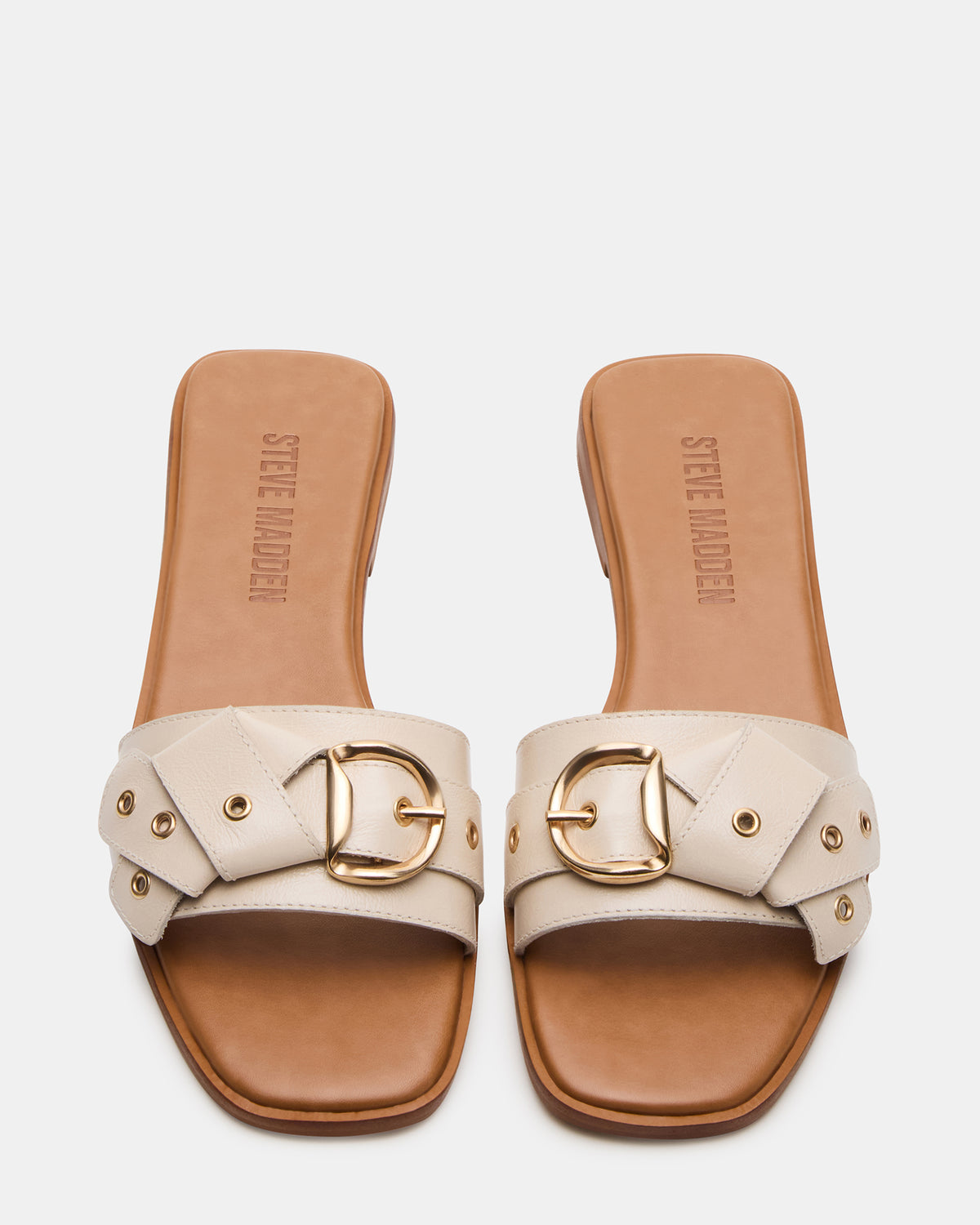 Steve Madden HILARIA Bone Leather Square-Toe Slide Women's Sandal