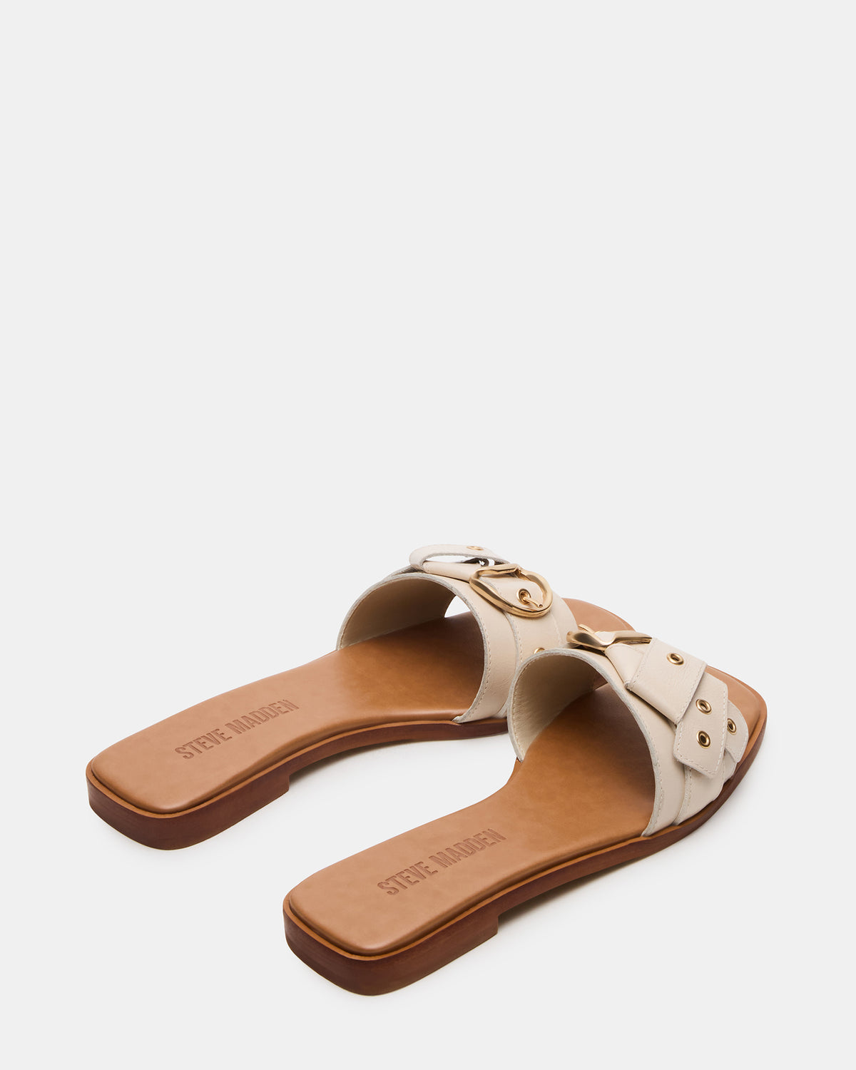 Steve Madden HILARIA Bone Leather Square-Toe Slide Women's Sandal