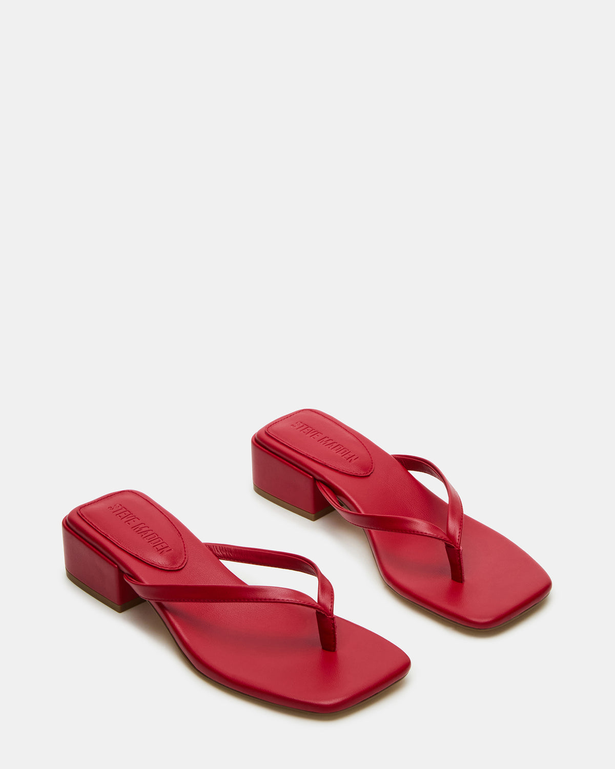Steve Madden CARIBBEAN Red Square-Toe Mule Thong Women's Sandal