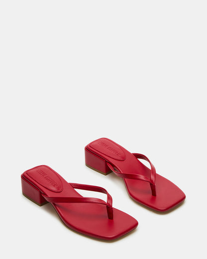 Steve Madden CARIBBEAN Red Square-Toe Mule Thong Women's Sandal