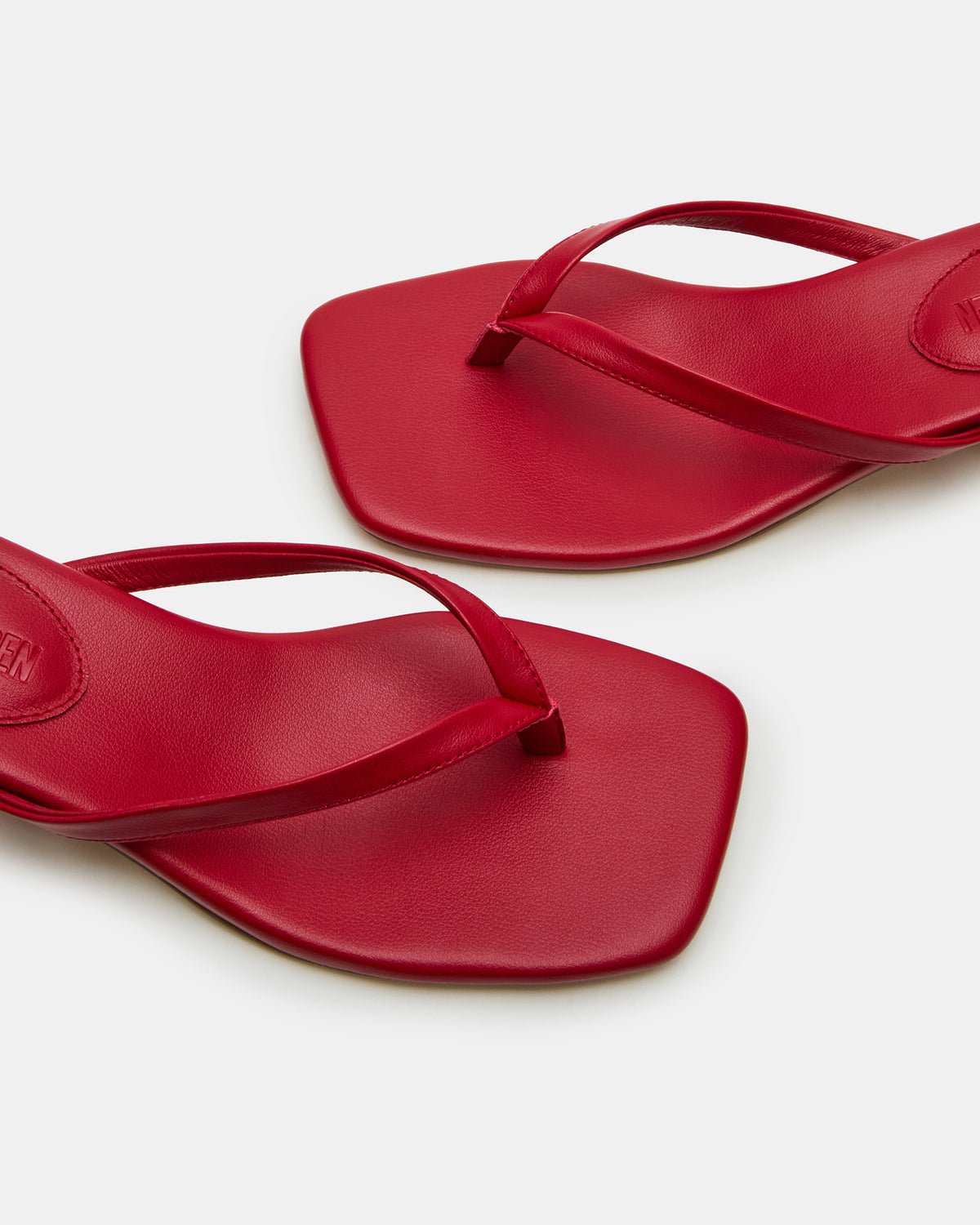 Steve Madden CARIBBEAN Red Square-Toe Mule Thong Women's Sandal