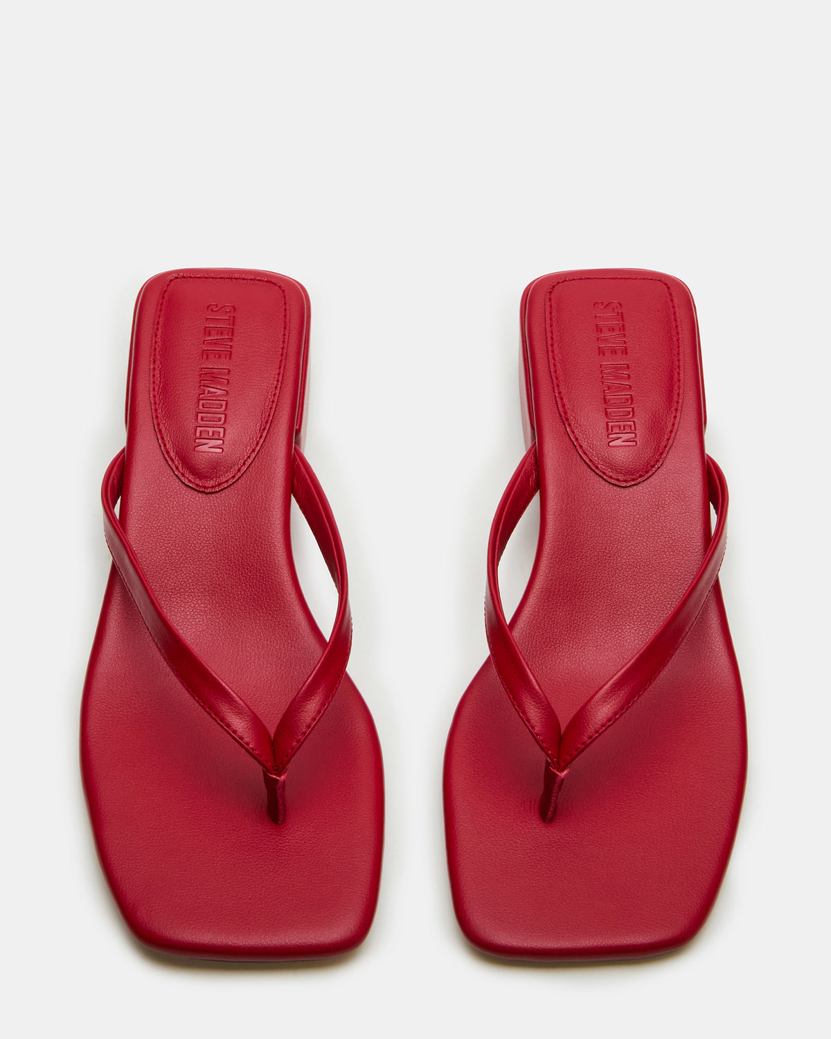 Steve Madden CARIBBEAN Red Square-Toe Mule Thong Women's Sandal