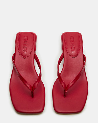 Steve Madden CARIBBEAN Red Square-Toe Mule Thong Women's Sandal