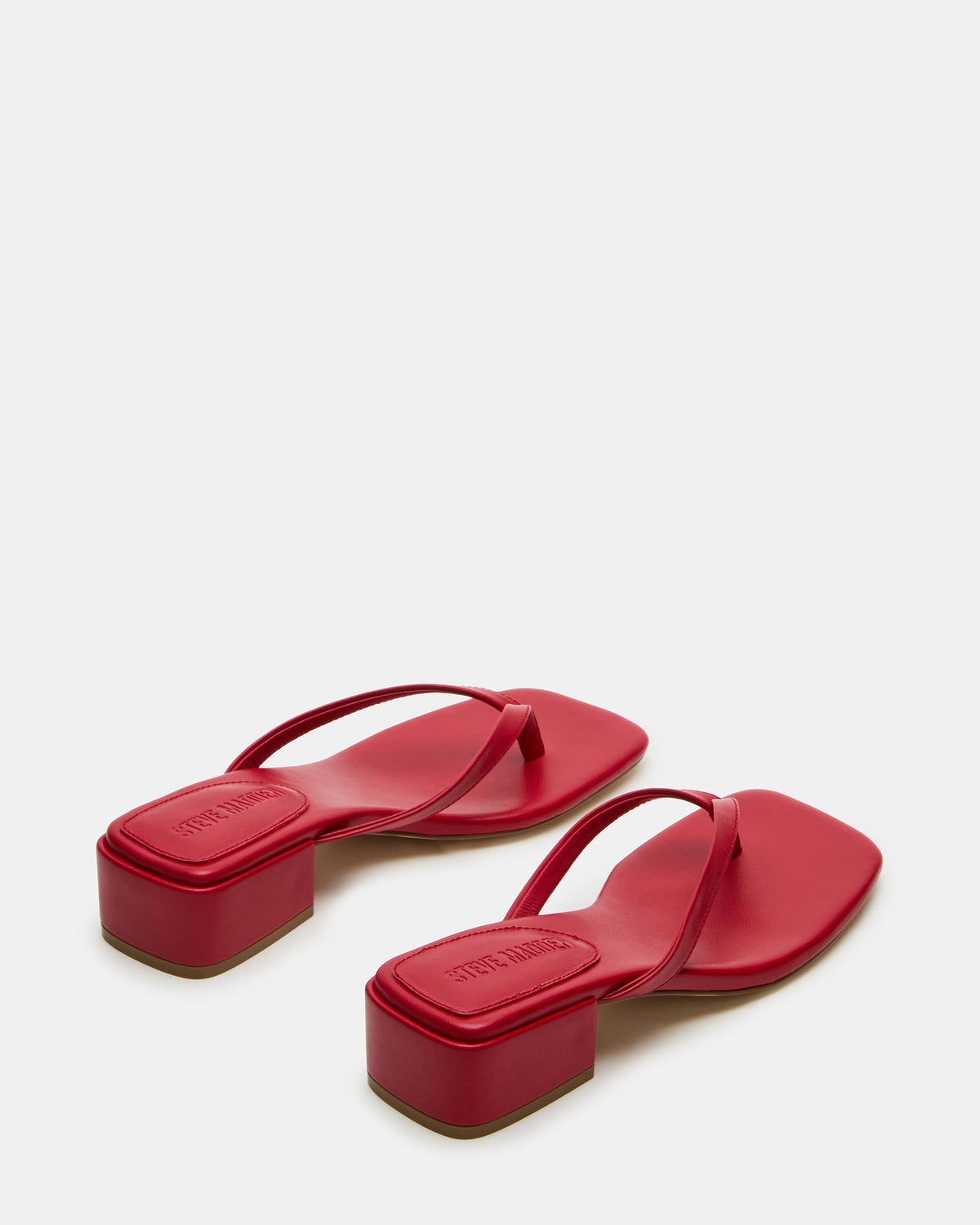 Steve Madden CARIBBEAN Red Square-Toe Mule Thong Women's Sandal
