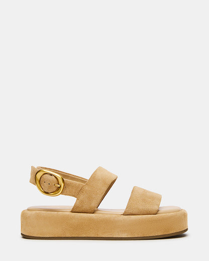 Steve Madden BARONI Sand Suede Square-Toe Platform Women's Sandals