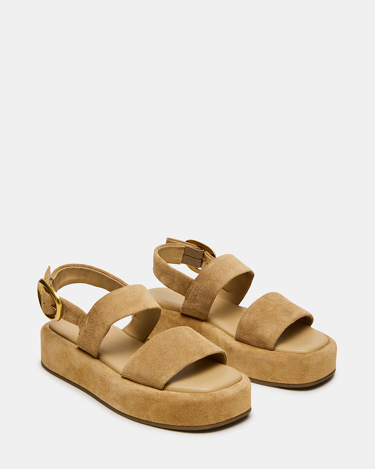 Steve Madden BARONI Sand Suede Square-Toe Platform Women's Sandals