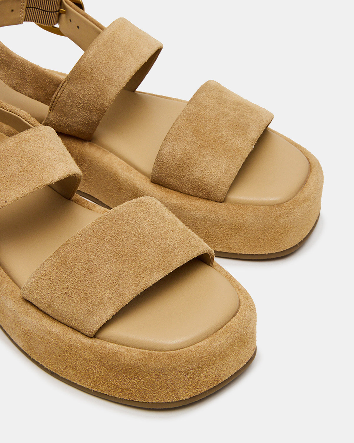 Steve Madden BARONI Sand Suede Square-Toe Platform Women's Sandals