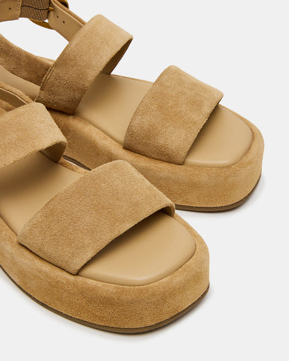 Steve Madden BARONI Sand Suede Square-Toe Platform Women's Sandals