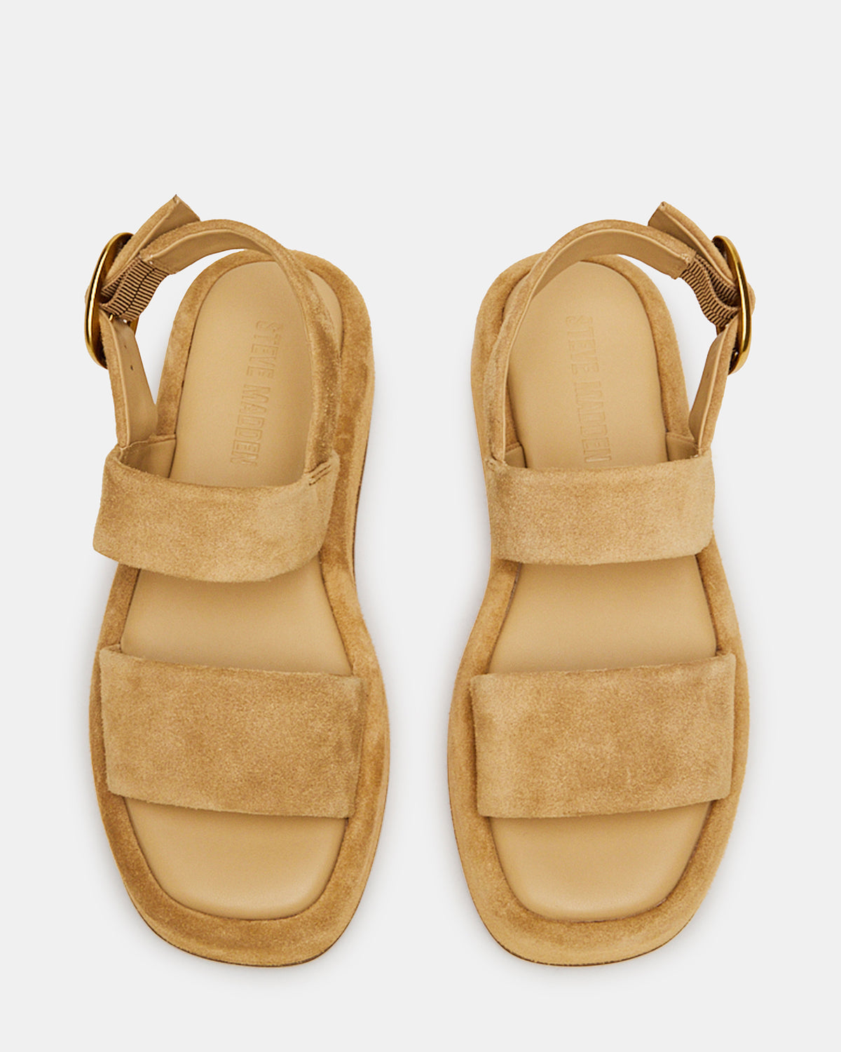 Steve Madden BARONI Sand Suede Square-Toe Platform Women's Sandals