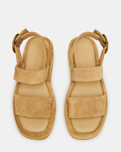 Steve Madden BARONI Sand Suede Square-Toe Platform Women's Sandals