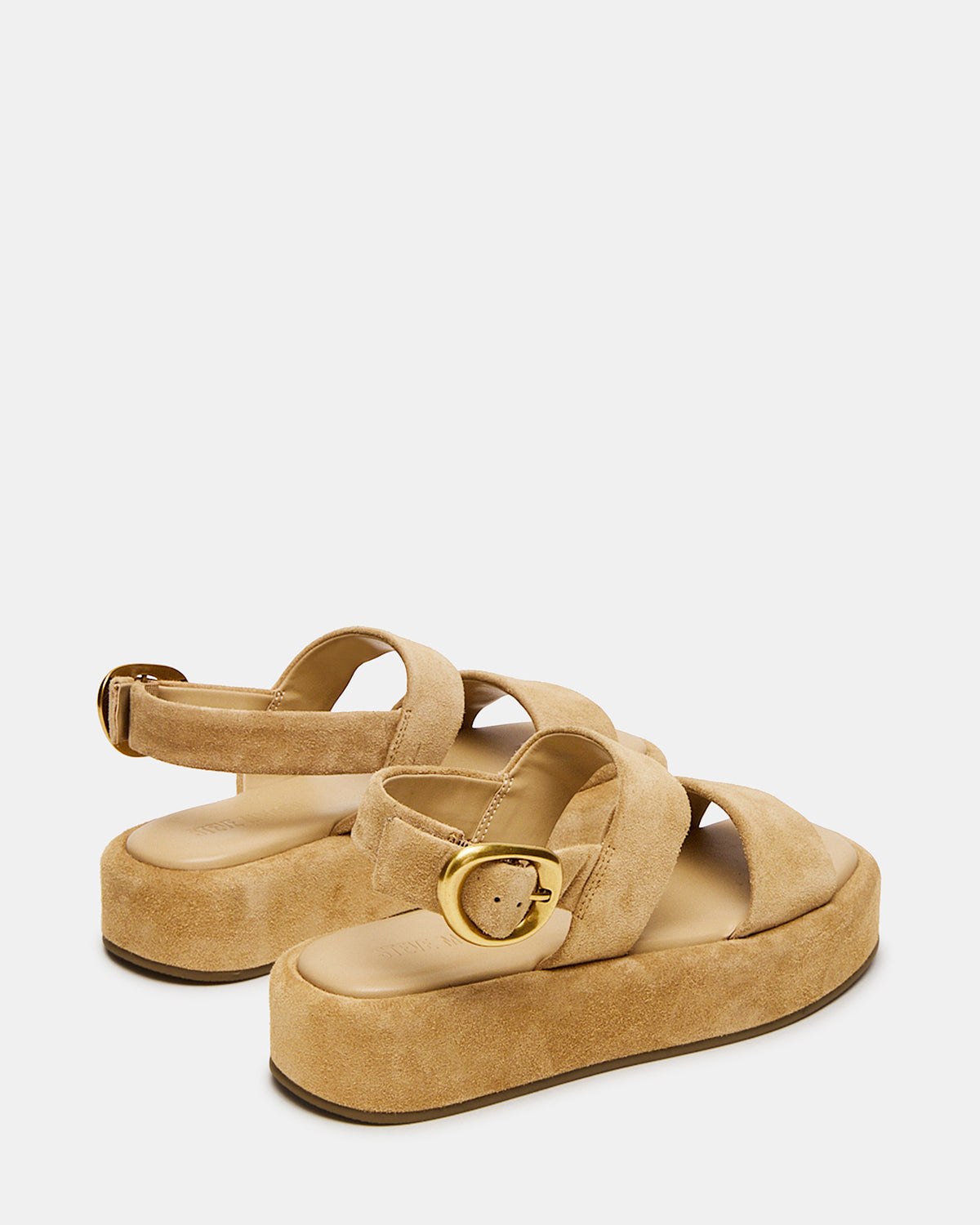 Steve Madden BARONI Sand Suede Square-Toe Platform Women's Sandals